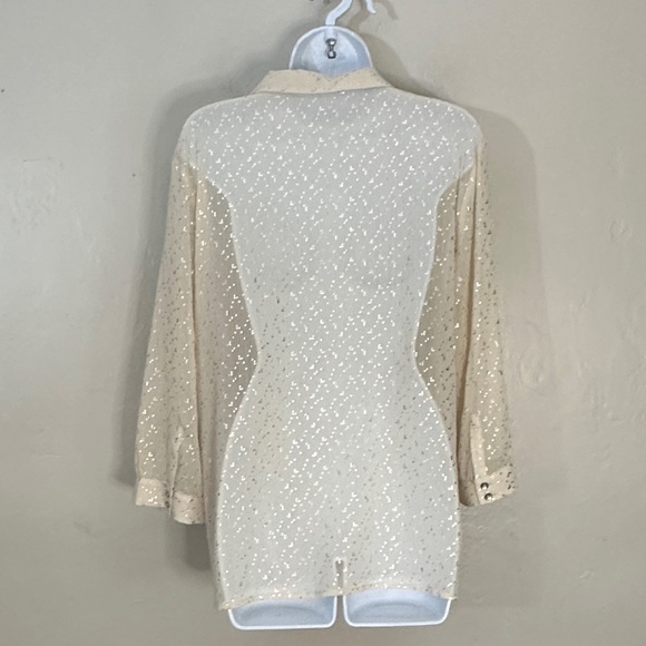 The Limited Cream Sheer Blouse with Button Detail - Picture 3 of 4